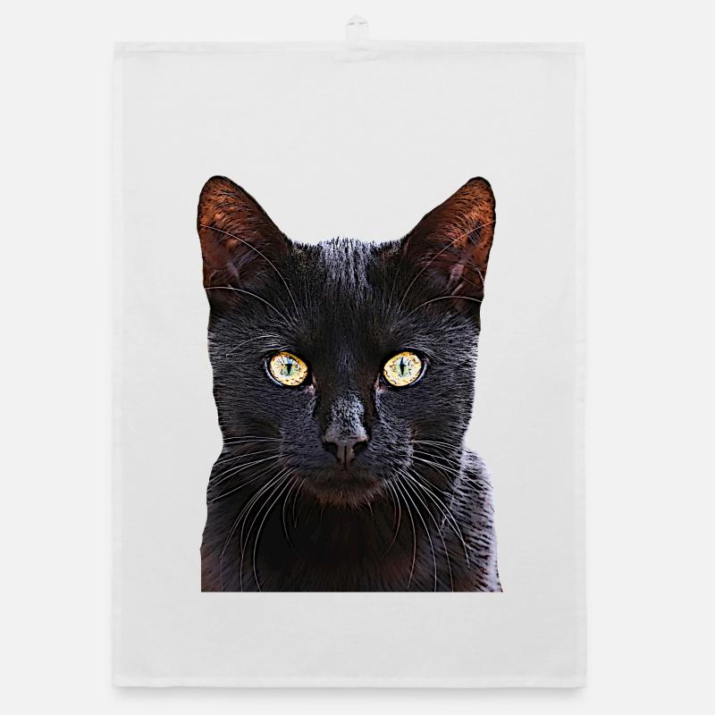 Katze schwarze Katze Katzen cat Cats - Organic Geschirrtuch - Weiß