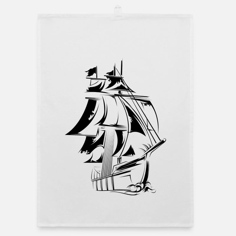 Old Ship Sailboat Icon Icon Graphic Logo Organic dish towel