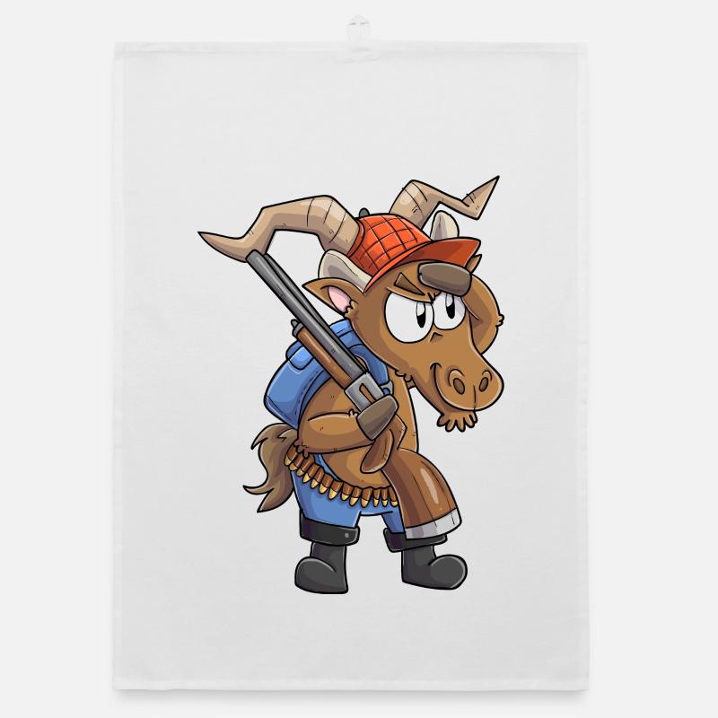 Steinbock Jäger / Steinbock mit Jagdgewehr Organic Geschirrtuch