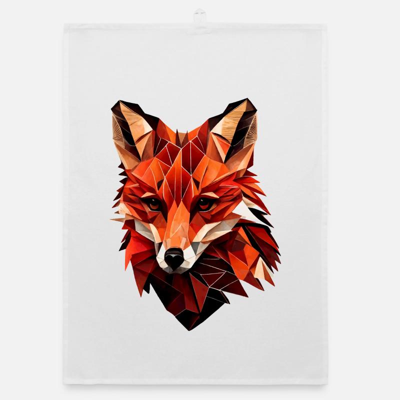 Stylized fox, Geometric Organic dish towel