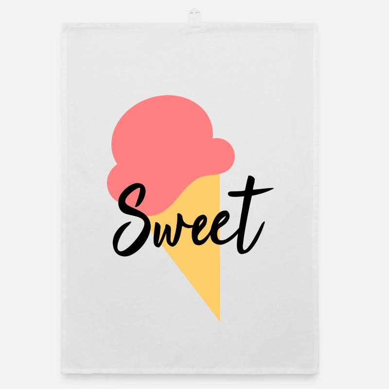 Eis Eiscreme Erdbeere Erdbeereis Sommer Festival Organic Geschirrtuch