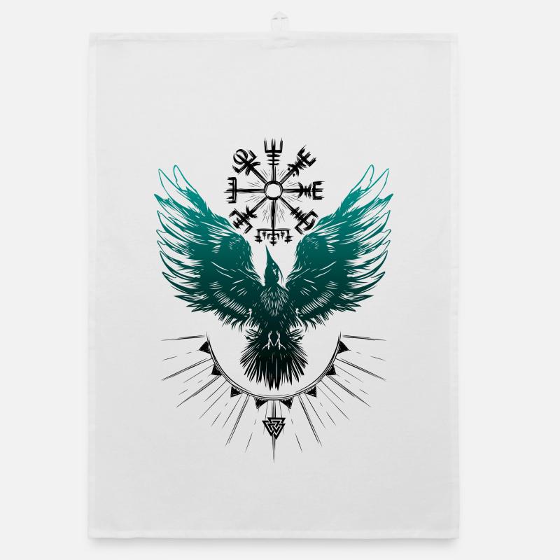 Wikinger Rabe Vegvisir Valknut Organic Geschirrtuch