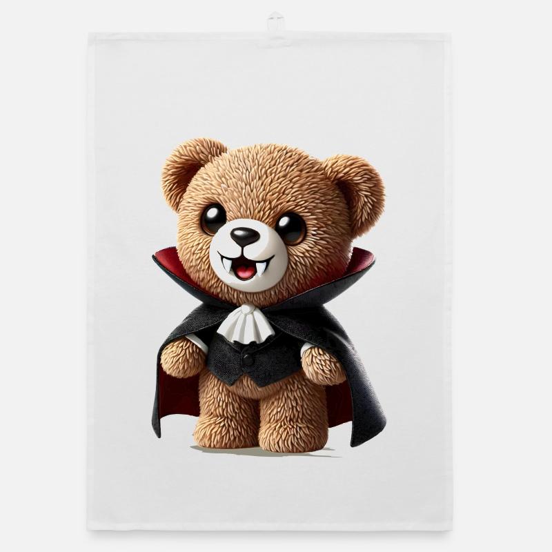 Cute Vampire Teddy Bear for Halloween Fun Organic dish towel