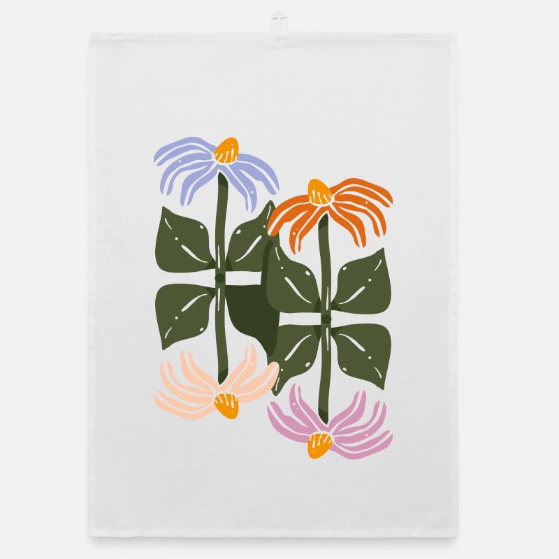 Vierblüten-Illustration Organic Geschirrtuch