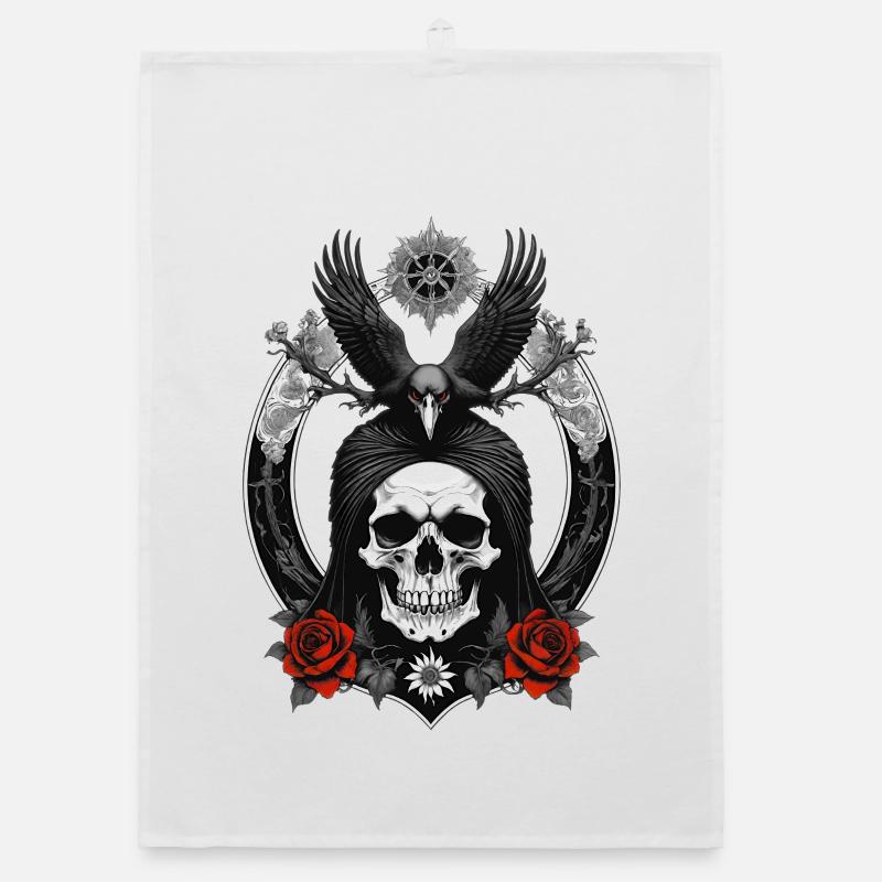 skull and crow Organic dish towel