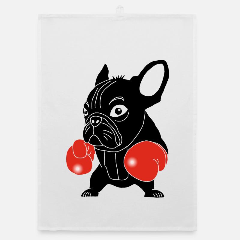 Schwarzer Hundeboxer Organic Geschirrtuch