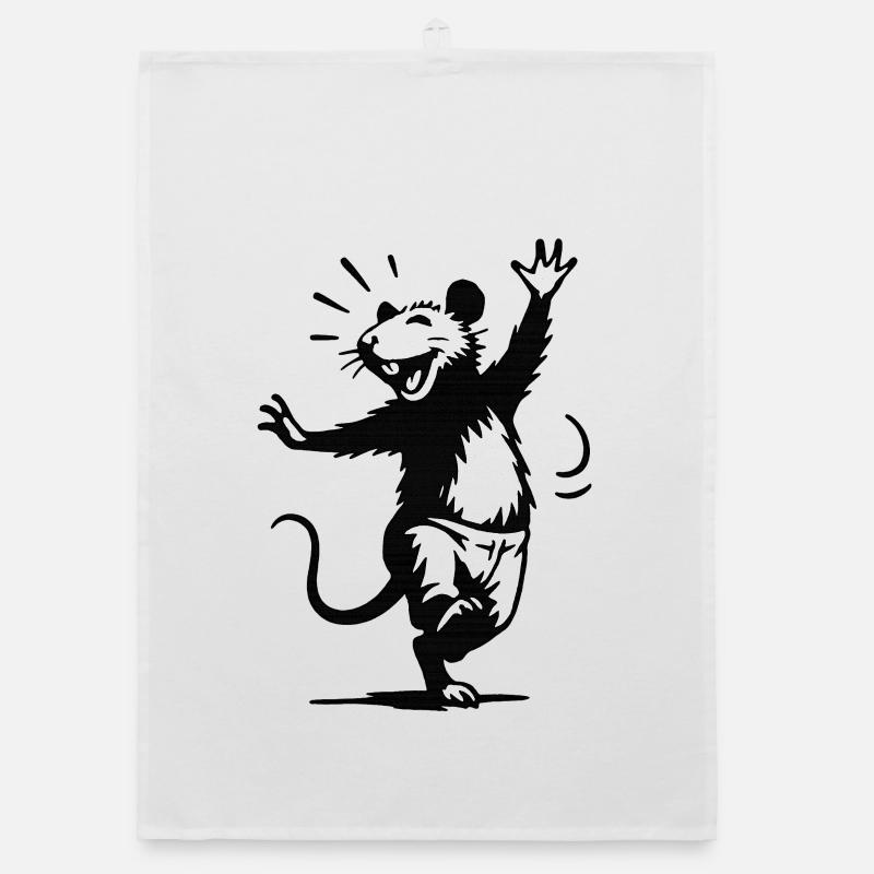 Laughing Skunk in Dance Organic dish towel