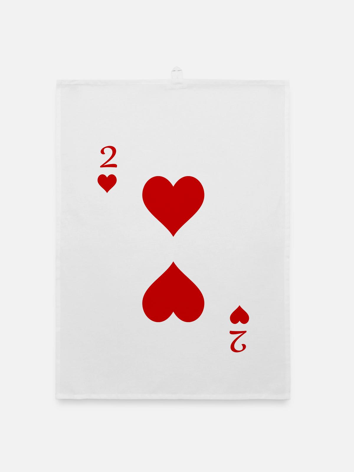 Spielkarte mit zwei Herzen - Organic Geschirrtuch - Weiß - Vorne
