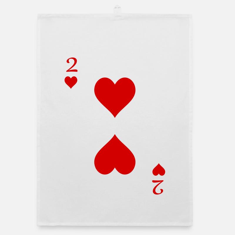 Carte à jouer Deux Coeurs - Torchon bio - blanc