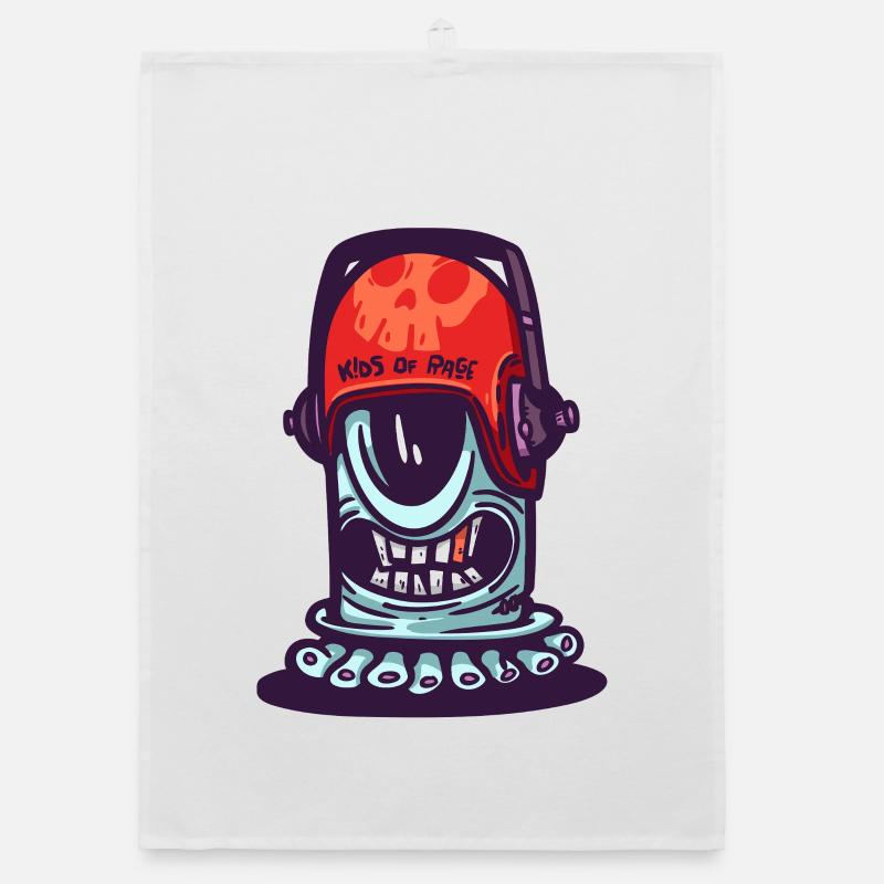 Skull Space Helmet Organic dish towel