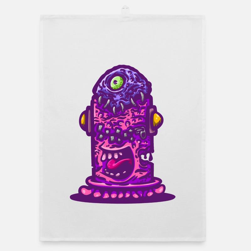 Violet Psychedelic Monster Organic dish towel