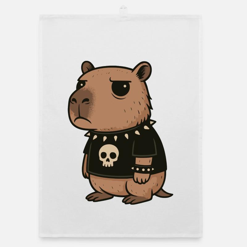  Goth Capybara Lustige Emo Punk Nagetiere Organic Geschirrtuch
