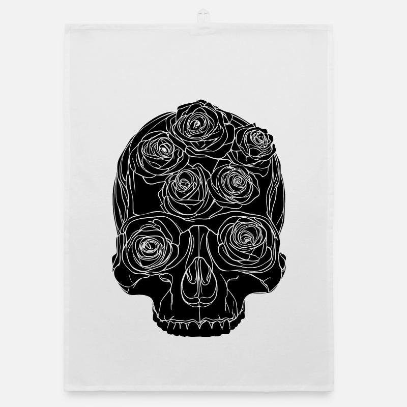 Dark Rose, Skull Rose Organic dish towel