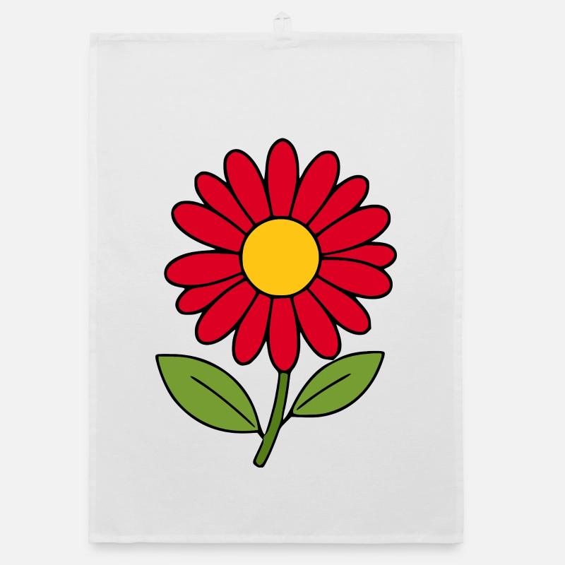Blume rot rote Blume Blumen  - Organic Geschirrtuch - Weiß