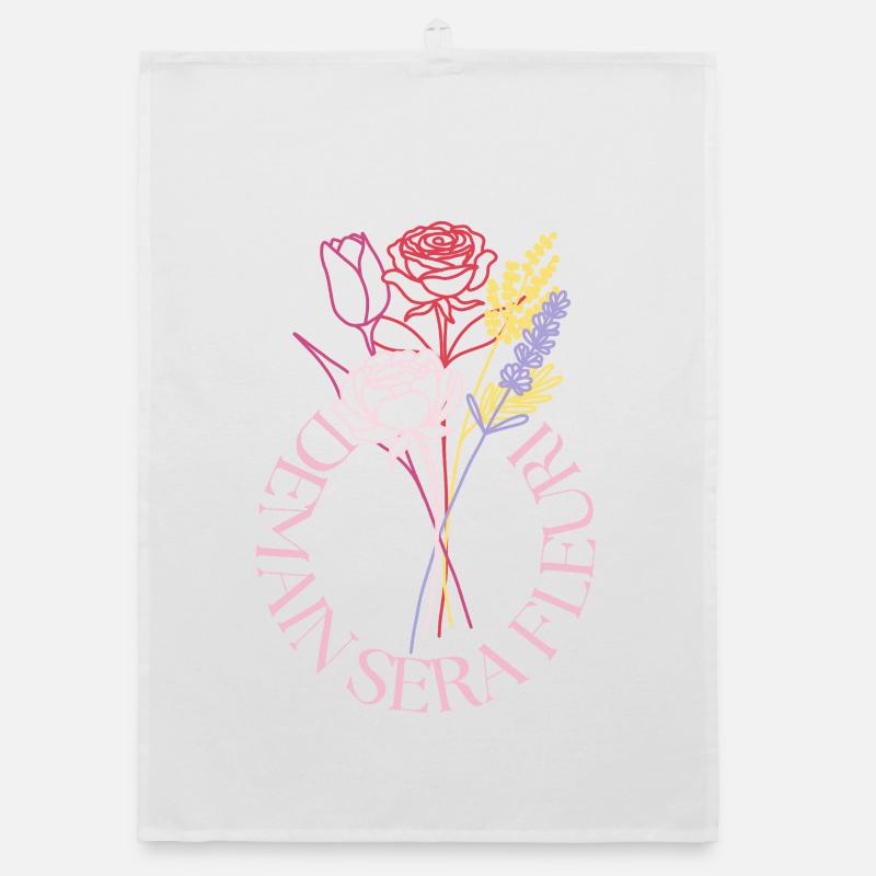 Bouquet de lignes pastel en cercle Torchon bio