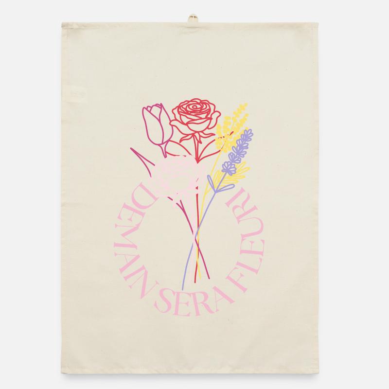 Bouquet de lignes pastel en cercle Torchon bio