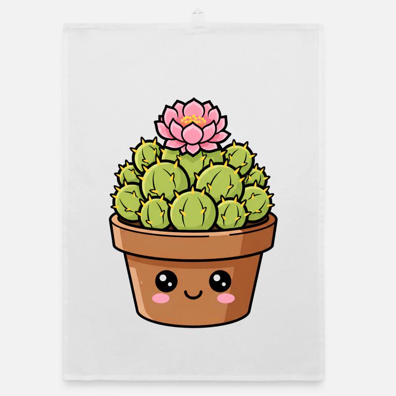 Kawaii Cactus Bloom Pot Organic dish towel