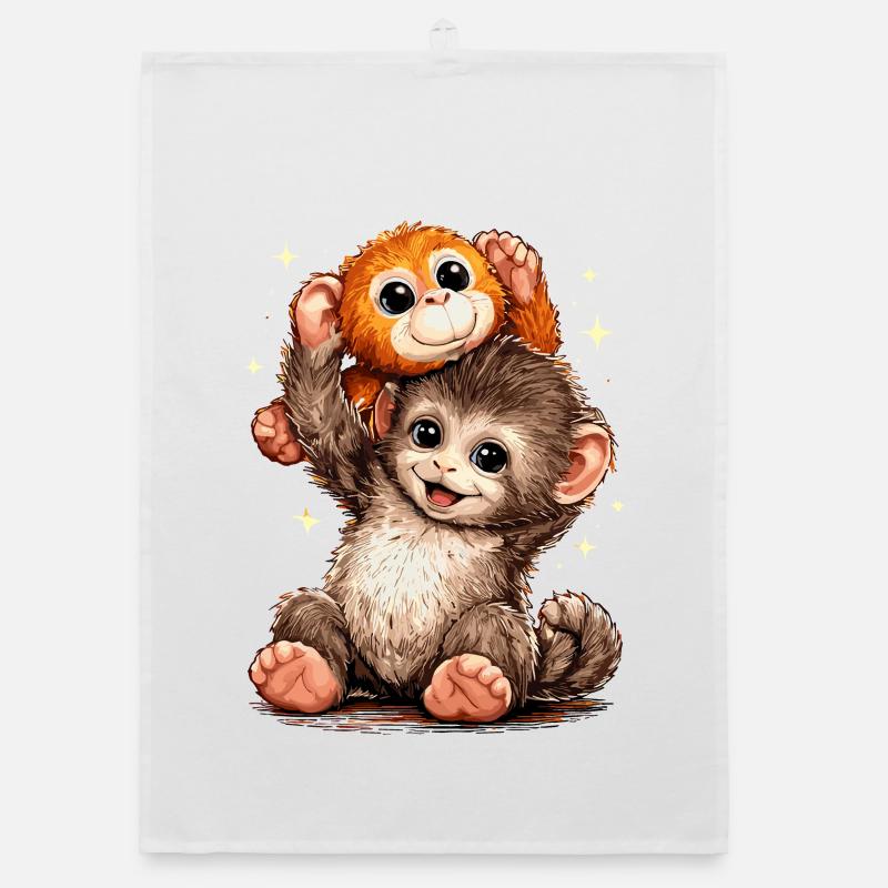 Mème japonais du Singe Mignon Torchon bio