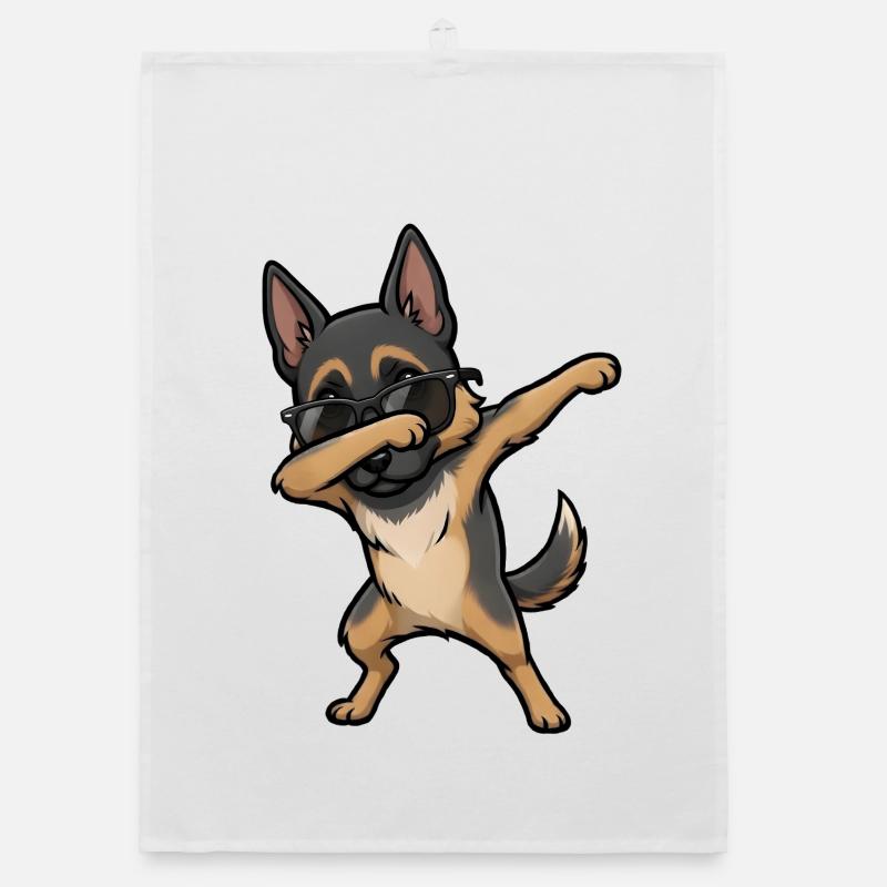 Dabbing German Shepherd Organic dish towel