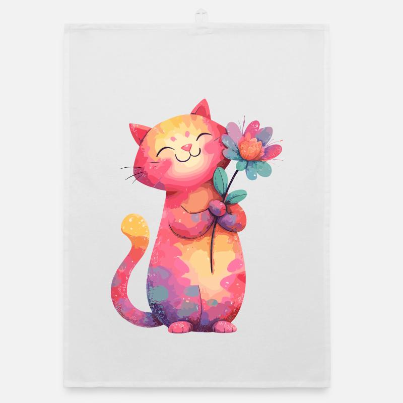 Fleur de chat colorée dans un style aquarelle Torchon bio