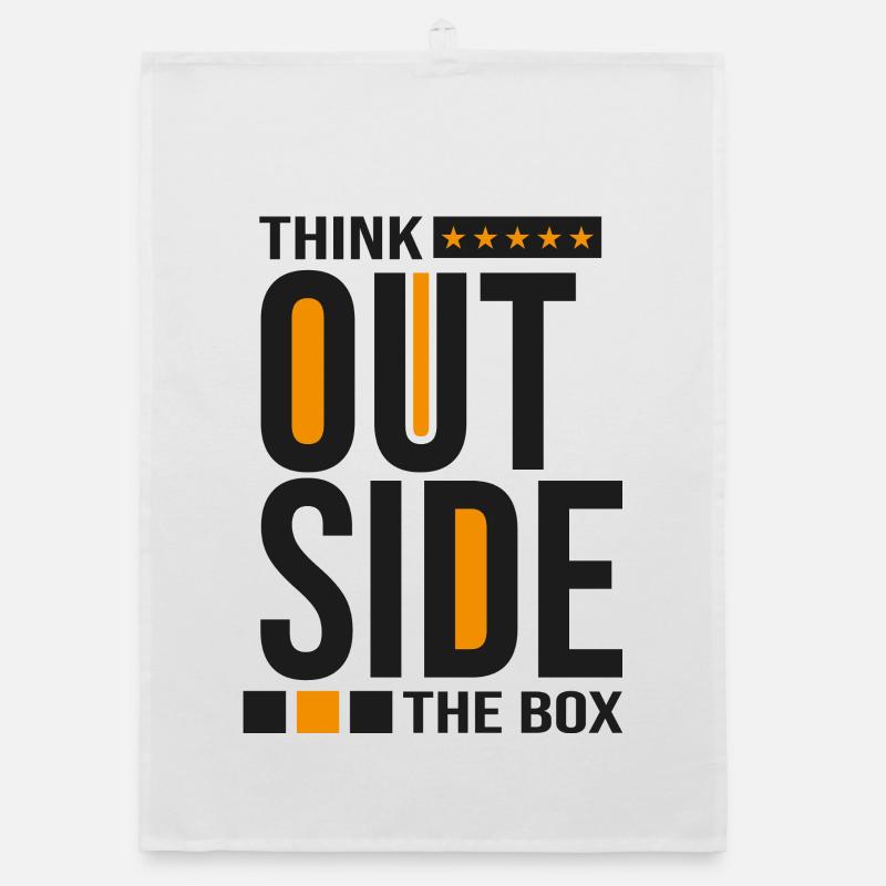 Think Outside the Box – Creative Mindset Statement - Organic dish towel - white