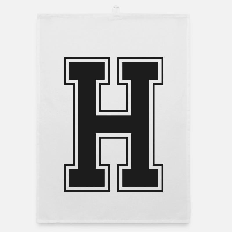 Monogram Black Yellow College House Initial H Organic dish towel