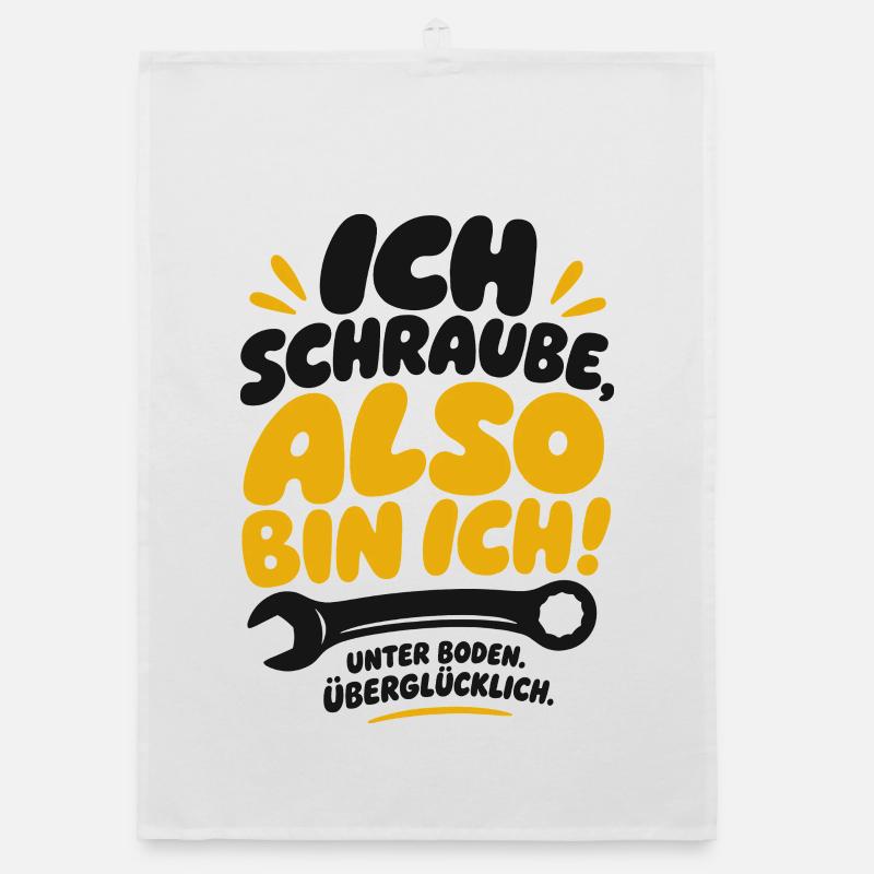 Also bin ich Schraube Spruch Organic Geschirrtuch