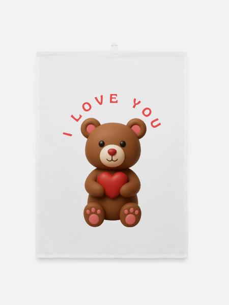 I LOVE YOU - Organic Geschirrtuch - Weiß - Vorne