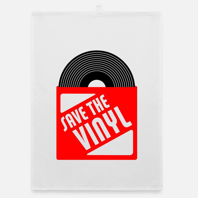 save the vinyl - Organic Geschirrtuch - Weiß