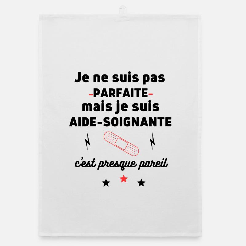 Pas parfaite aide soignante, aide-soignante, santé - Torchon bio - blanc