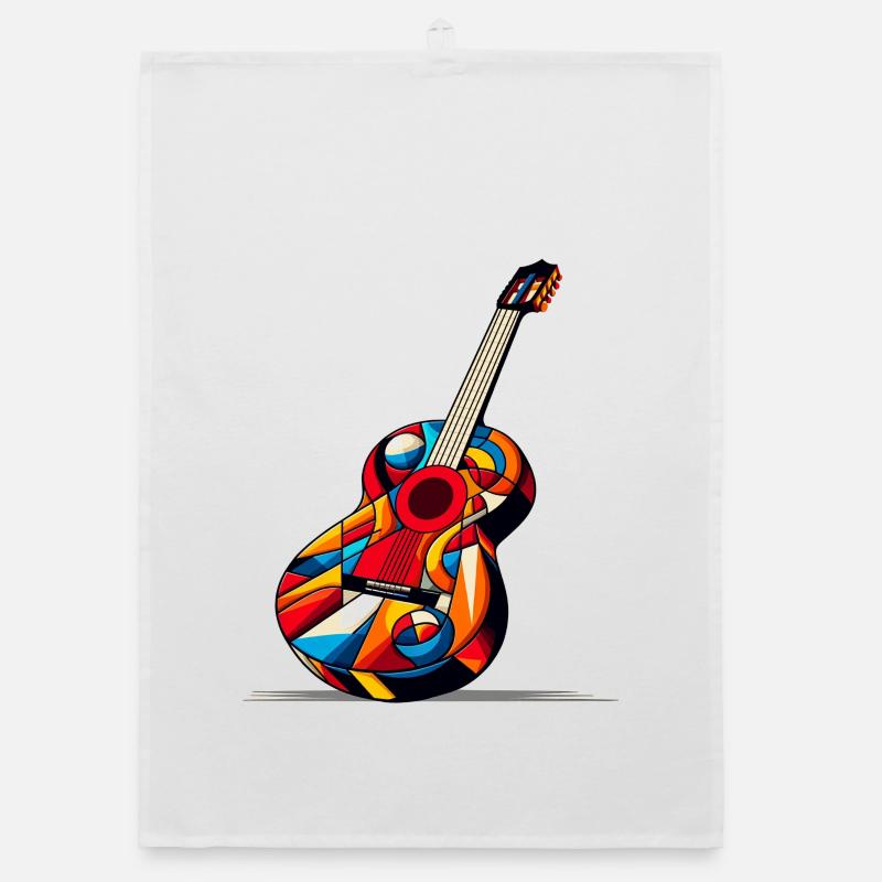 Guitare classique multicolore style cubiste Torchon bio
