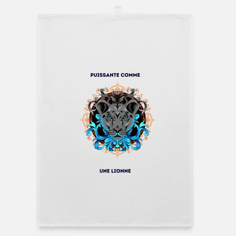 comme une lionne avec texte Torchon bio