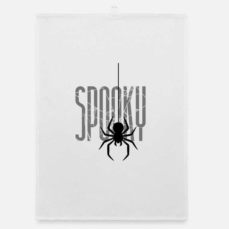 Spooky Halloween Spinnennetz - Organic Geschirrtuch - Weiß