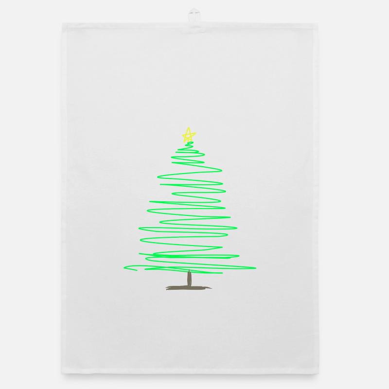 Green Doodle Christmas Tree Organic dish towel