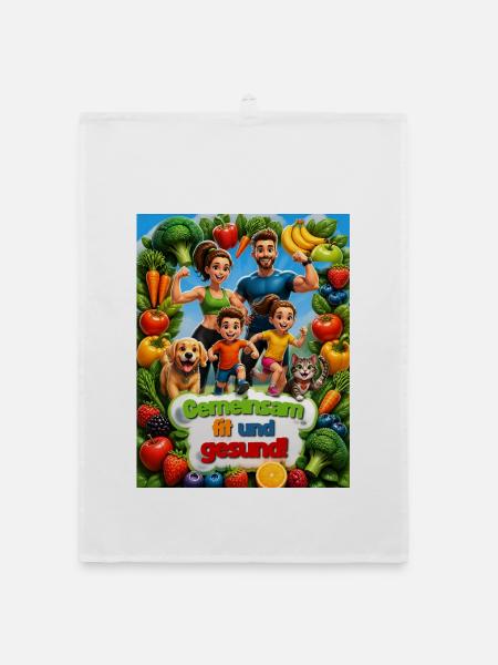 Kochen Küche Familie Essen Lebensmittel Gesund - Organic Geschirrtuch - Weiß - Vorne