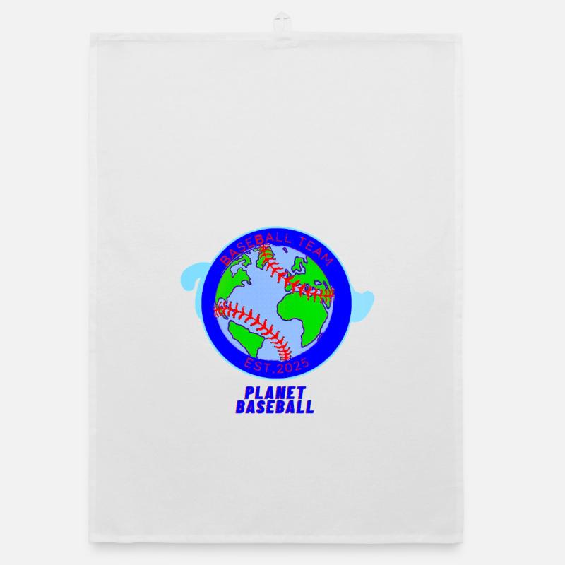 World Map Baseball Team Badge Organic dish towel