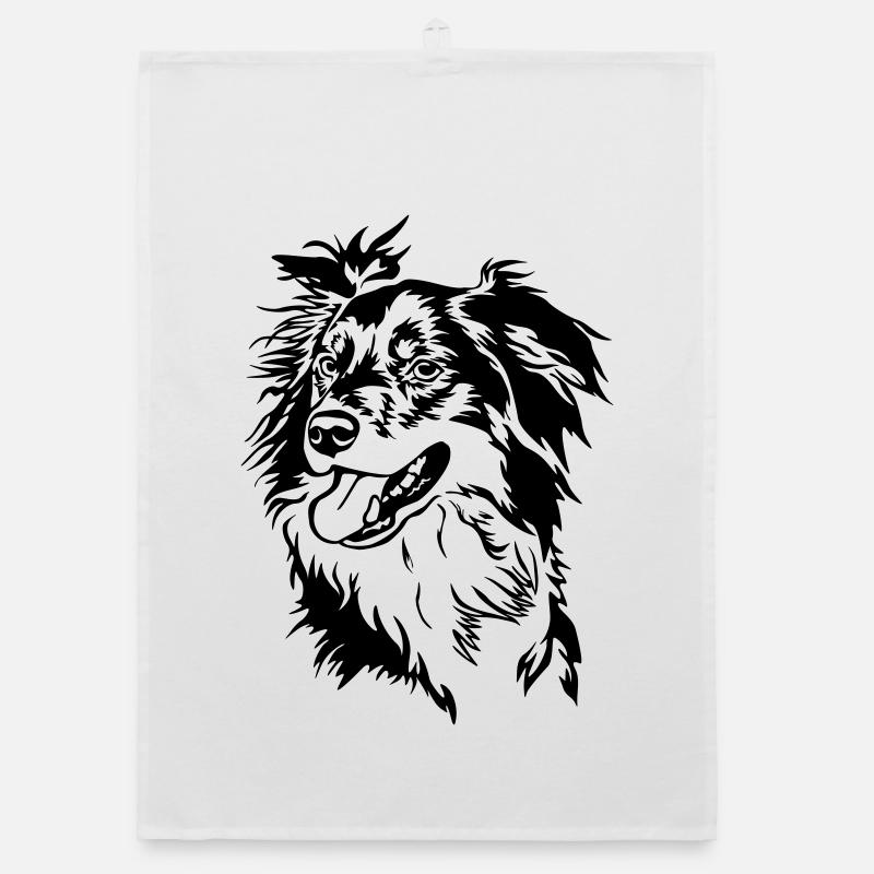 Border Collie head Organic dish towel