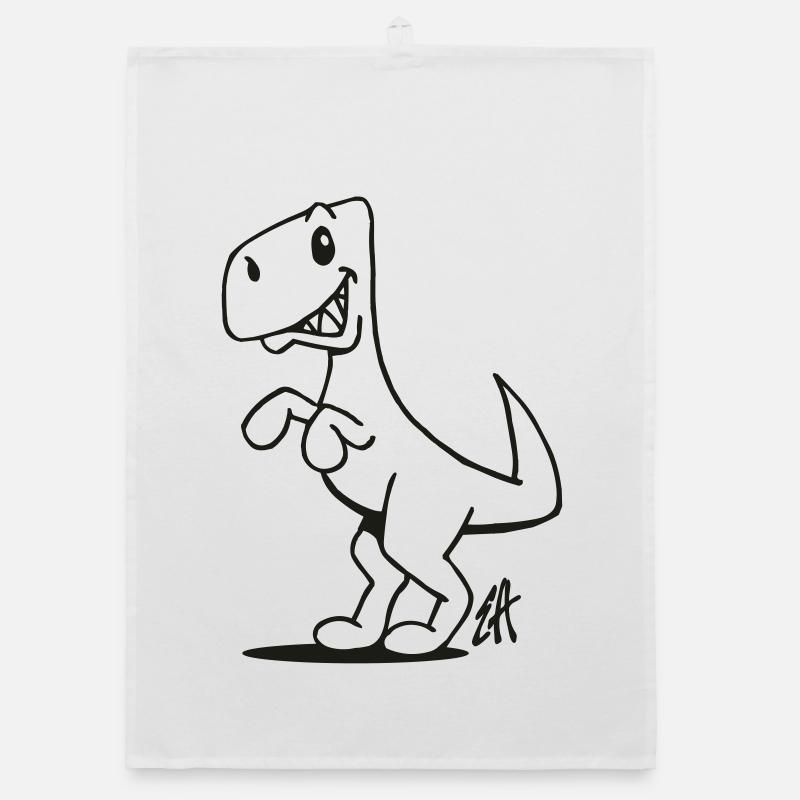 T-Rex souriant : Design Couleur Unique Torchon bio