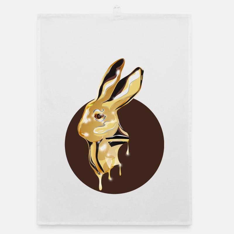 gold-colored rabbit head in high-gloss look Organic dish towel
