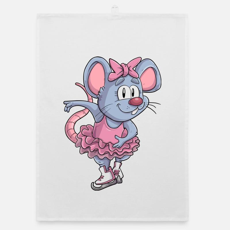 Schlittschuh Maus / Eiskunstlauf Mäuschen Organic Geschirrtuch