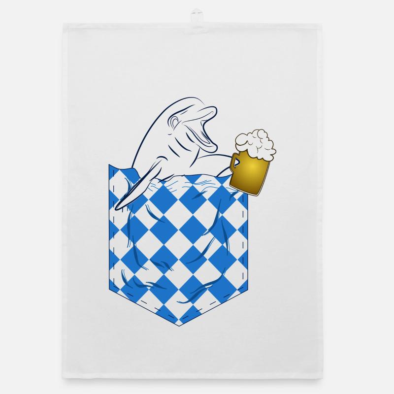 Dauphin dans Kirtag Pocket avec chope de bière Torchon bio