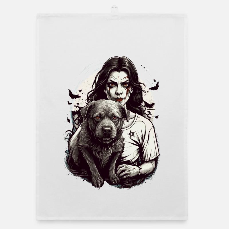 Vampire avec chien Torchon bio