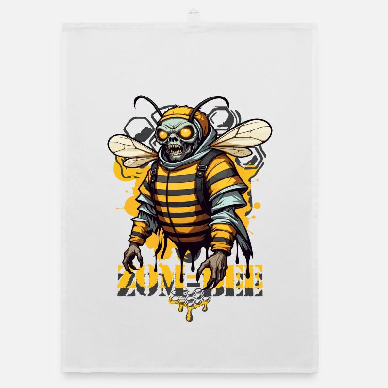 Cool zombie bee Organic dish towel