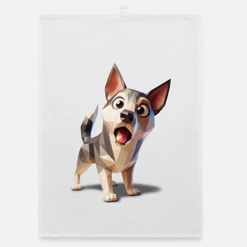 Surprised dog puppy lowpoly Organic dish towel