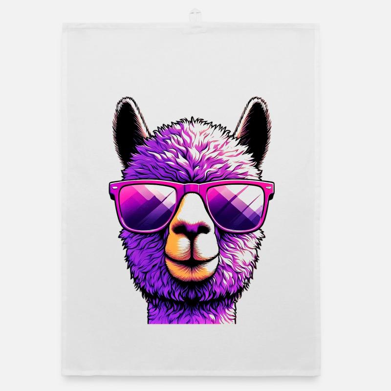 Alpaca with Sunglasses Organic dish towel