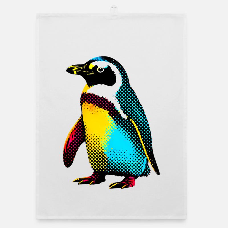 Pinguin - Organic Geschirrtuch - Weiß