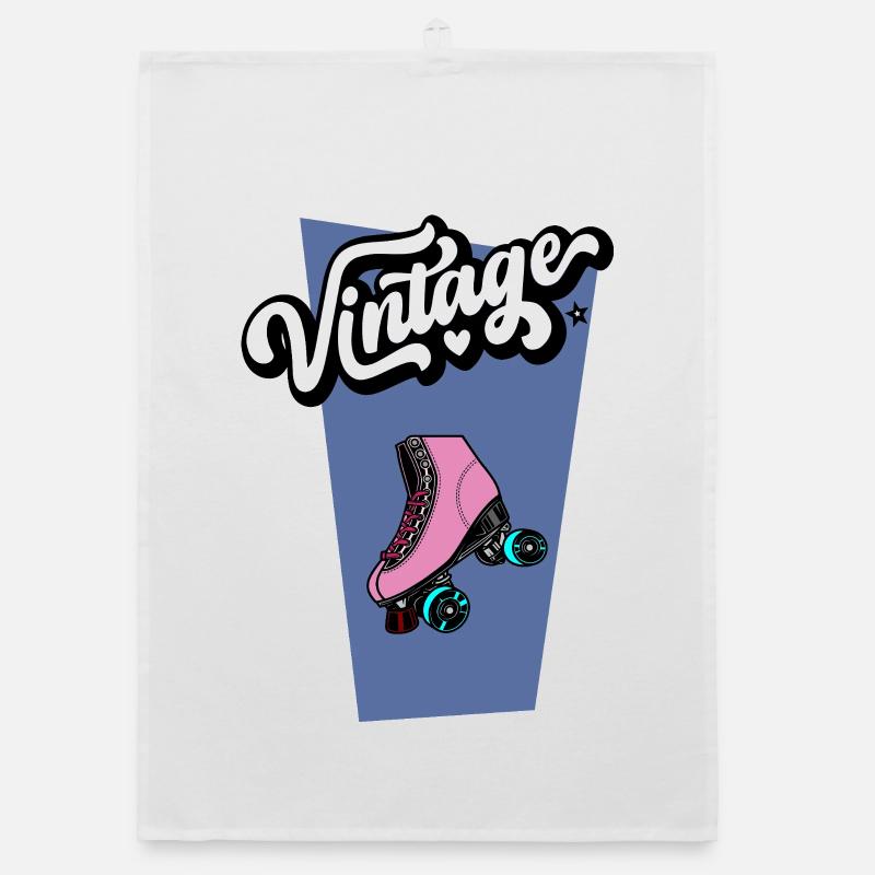 Vintage roller skate Organic dish towel
