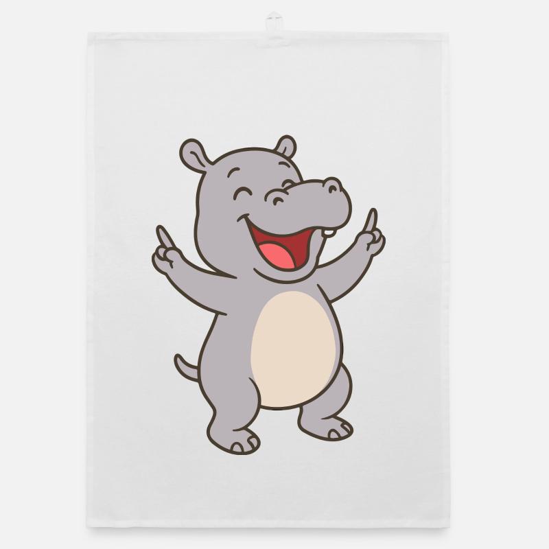 Bébé hippopotame heureux Torchon bio