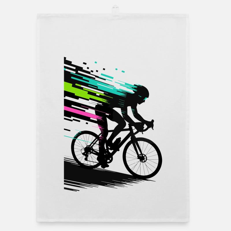 Glitch Pixel Cyclist – Digitale Speed Art Organic Geschirrtuch