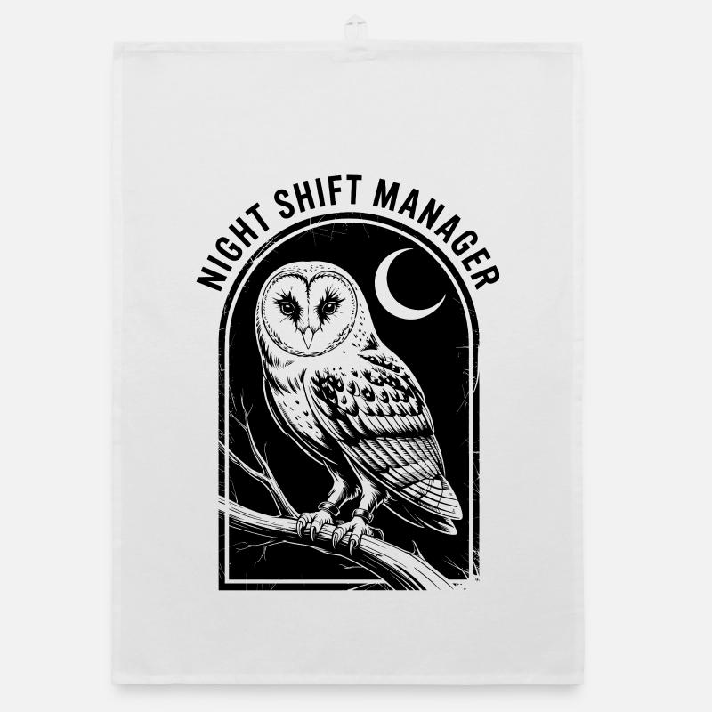 Night Shift Owl Manager Organic dish towel